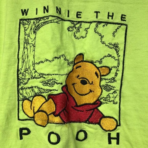 Vintage Winnie The Pooh T shirt Sz X Large Women's Neon Green Embroidered - Picture 4 of 5